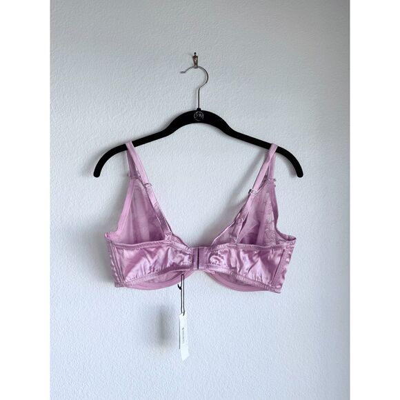 NWT Fleur du Mal Magnolia Lace Unlined Demi Bra in Lilac Purple Size 38G - Picture 9 of 15